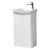 Kartell K-VIT Arc 500 Floor Standing 2 Door Cloakroom Unit & Ceramic Basin- White Gloss (ARCLOAKFS-W FUR455CA)