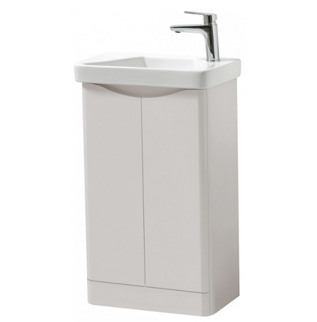 Kartell K-VIT Arc 500mm Floor Standing 2 Door Cloakroom Unit with Ceramic Basin - Cashmere