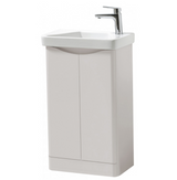 Kartell K-VIT Arc 500mm Floor Standing 2 Door Cloakroom Unit With Ceramic Basin- Matt Cashmere (ARCLOAKFS-C FUR455CA)
