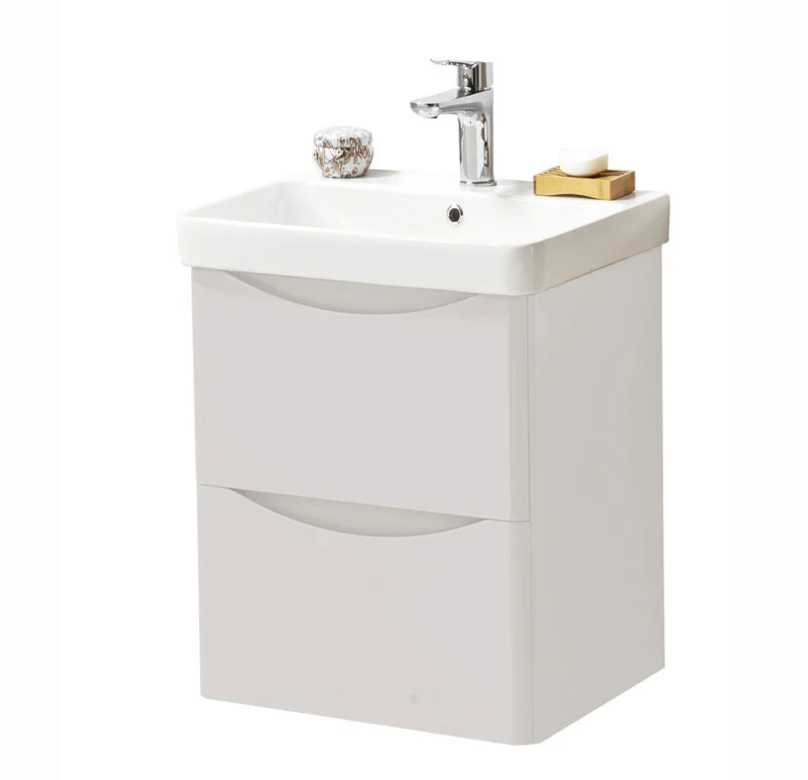 Kartell K-VIT Arc 500mm Wall Mounted 2 Drawer Unit With Ceramic Basin- Cashmere (ARC500WM-C FUR148ME)