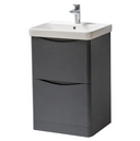 Kartell K-VIT Arc 500mm Floor Standing 2 Drawer Unit with Ceramic Basin - Matt Graphite