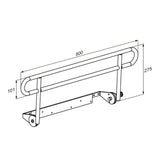 Pressalit guardrail for foldable changing tables dimension drawing