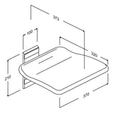 Pressalit PLUS folding seat, fixed height – dimension drawing (mm)