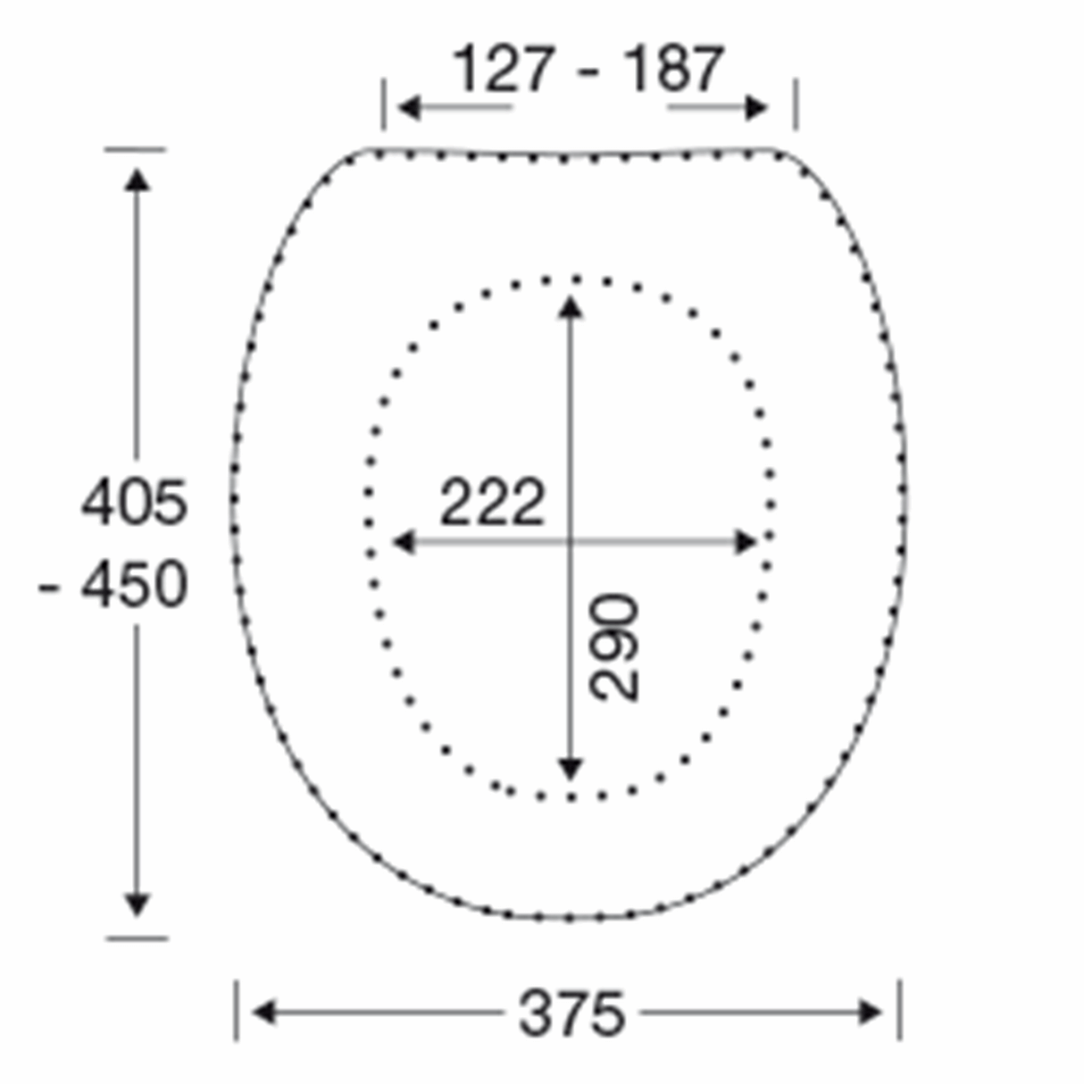 Pressalit Dania toilet seat with cover – dimensions drawing