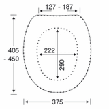 Pressalit Dania toilet seat with cover – dimensions drawing