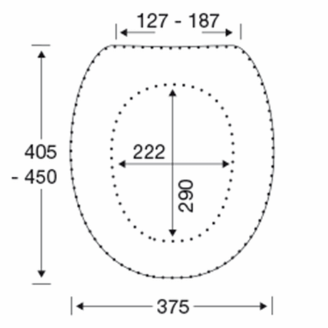 Pressalit Dania toilet seat with cover – dimensions drawing