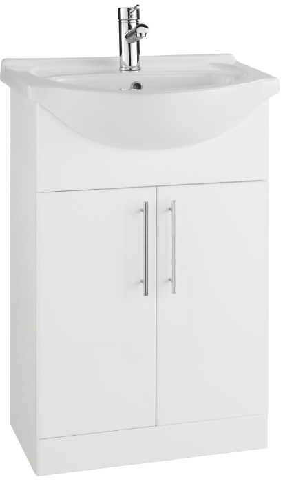 Kartell K-VIT Impakt 550mm Cabinet With Basin-White Gloss (IMP550VU RWF55BASIN)