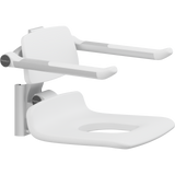 Pressalit PLUS replacement shower seat – 450 mm – Back & Armrests, With Aperture, White
