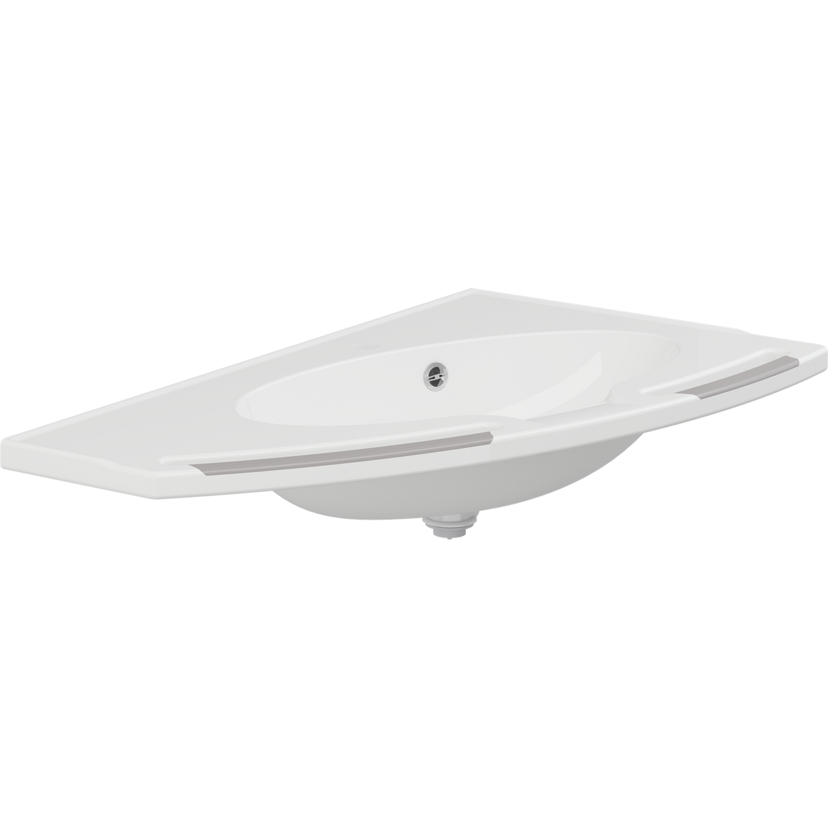 Pressalit MATRIX ANGLE DEEP wash basin, left-facing, with overflow