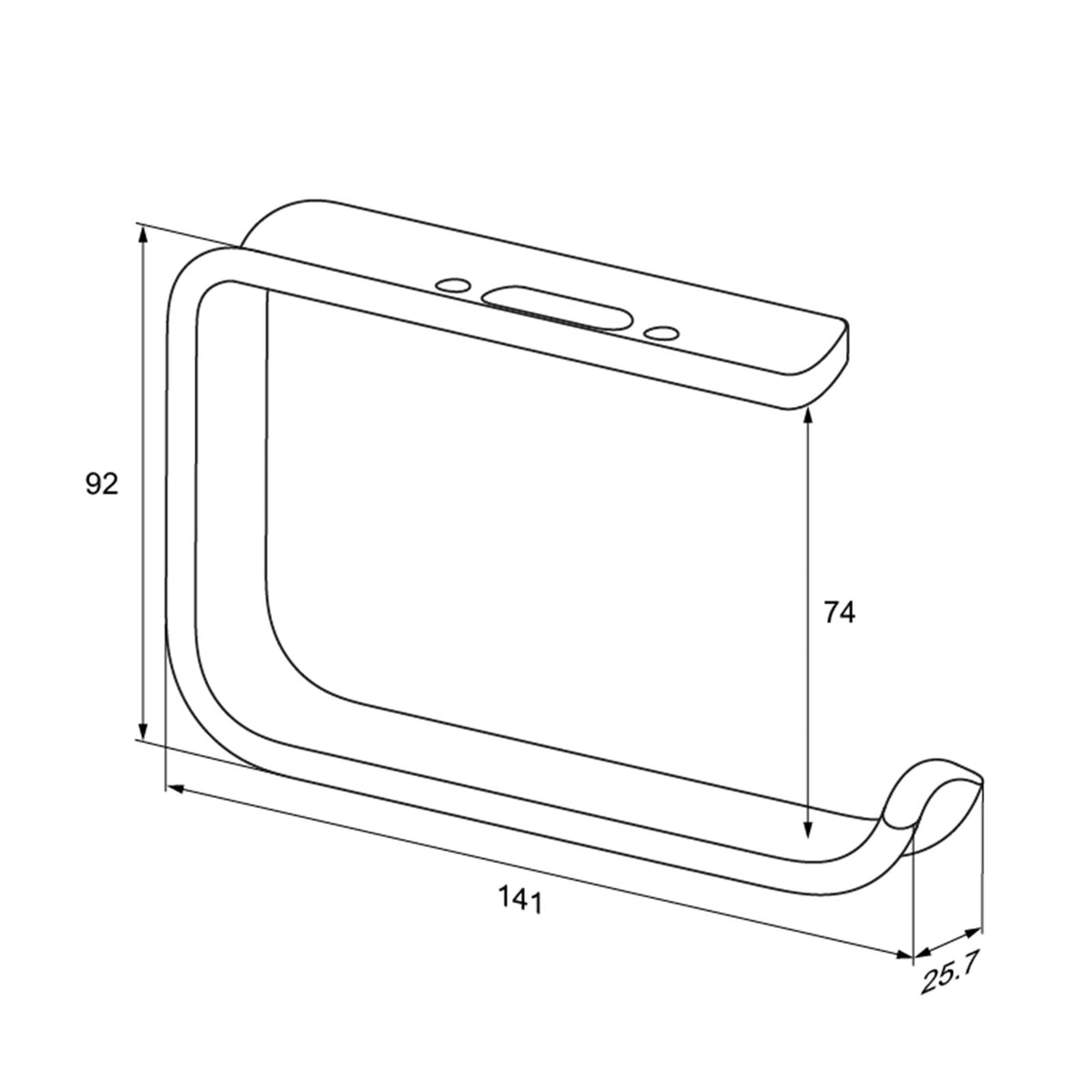 Pressalit R9324 paper holder dimensioned drawing