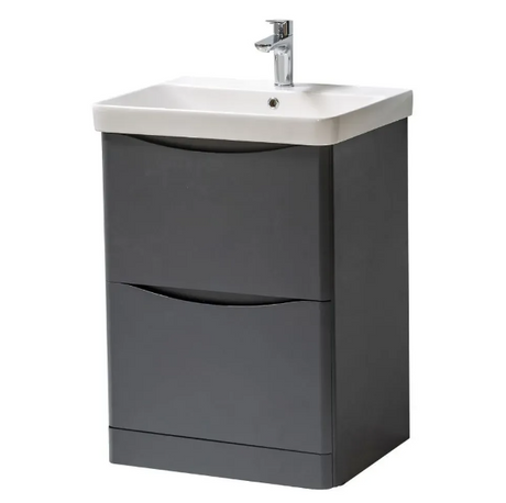 Kartell K-VIT Arc 600mm Floor Standing 2 Drawer Unit with Ceramic Basin - Matt Graphite