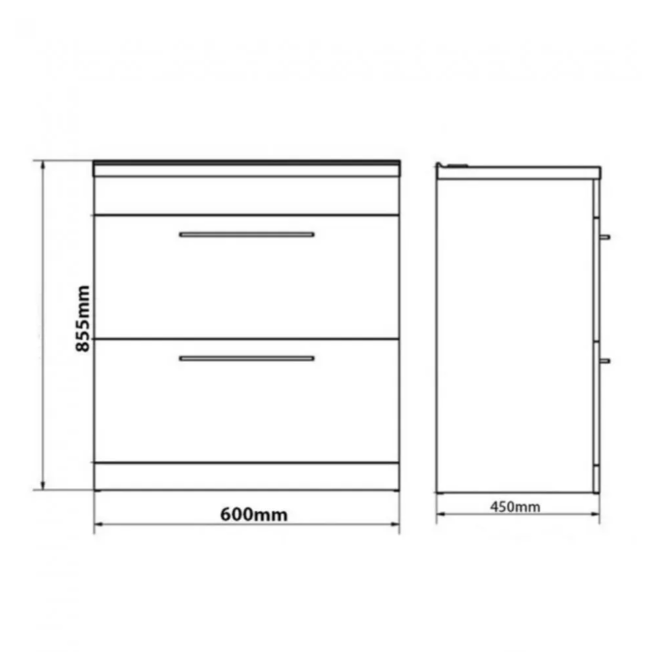 Kartell K-VIT Purity 600mm Floor Standing 2 Door Unit With Mid Depth Ceramic Basin- Silver Oak (PSO600DR-FUR061PU)