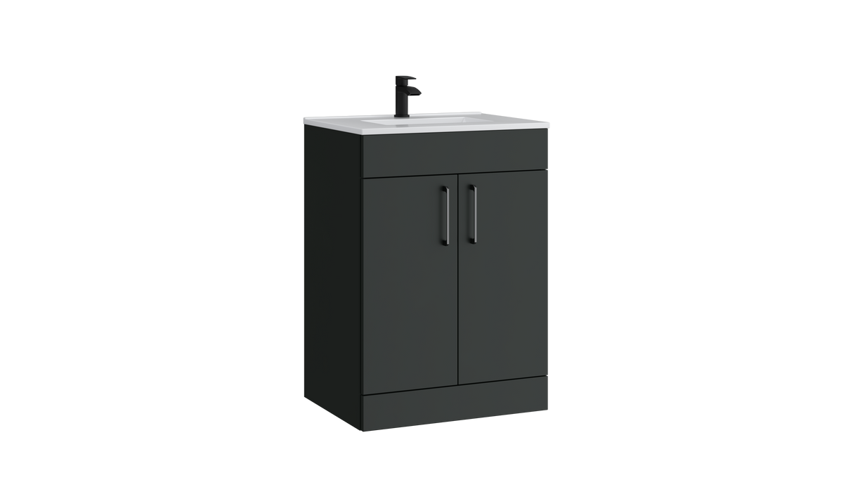 Kartell K-VIT Dove 600mm 2 door floor standing unit with ceramic basin in matt anthracite