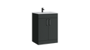 Kartell K-VIT Dove 600mm 2 door floor standing unit with ceramic basin in matt anthracite