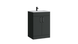 Kartell K-VIT Dove 600mm 2 door floor standing unit with ceramic basin in matt anthracite