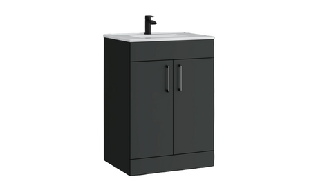 Kartell K-VIT Dove 600mm 2 door floor standing unit with ceramic basin in matt anthracite