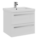 Kartell K-VIT Purity 600mm Wall Mounted 2 Drawer Unit With Mid Depth Ceramic Basin- White Gloss (FUR022PU-FUR061PU)