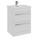 Kartell K-VIT Purity 600mm Floor Standing 2 Drawer Unit With Mid Depth Ceramic Basin- Gloss White (FUR008PU-FUR061PU)