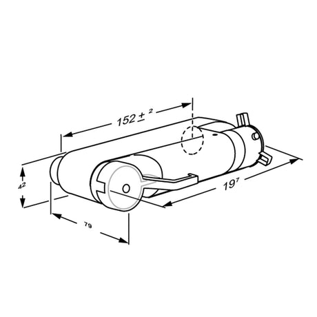 Pressalit thermostatic shower mixer RT641 – dimension drawing (mm)
