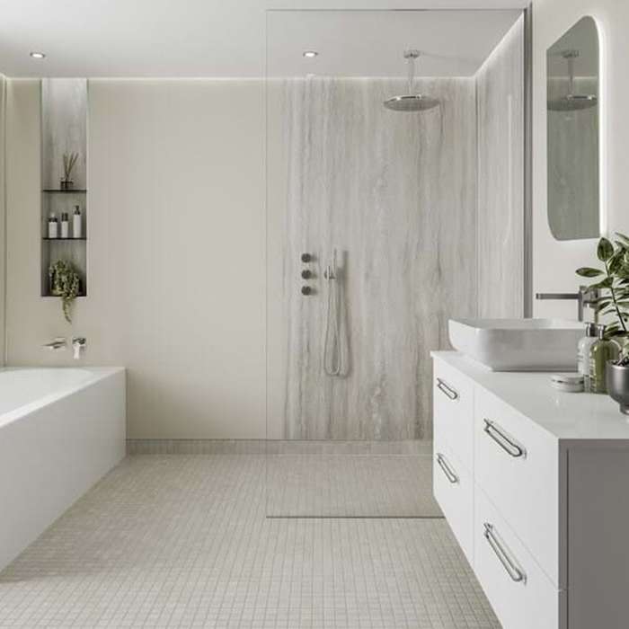 Multipanel Contemporary Jupiter Silver Bathroom Wall Panel – Textured Matt, photo 2
