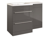 Kartell K-VIT Matrix 2 Drawer L-Shaped Furniture Pack 1100mm Left Hand - Storm Grey Gloss (FUR012PU-FUR411MA-FUR430NEW-ACC001N)