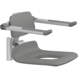 Pressalit PLUS replacement shower seat – 450 mm – Back & Armrests, With Aperture, Anthracite