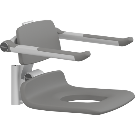 Pressalit PLUS replacement shower seat – 450 mm – Back & Armrests, With Aperture, Anthracite