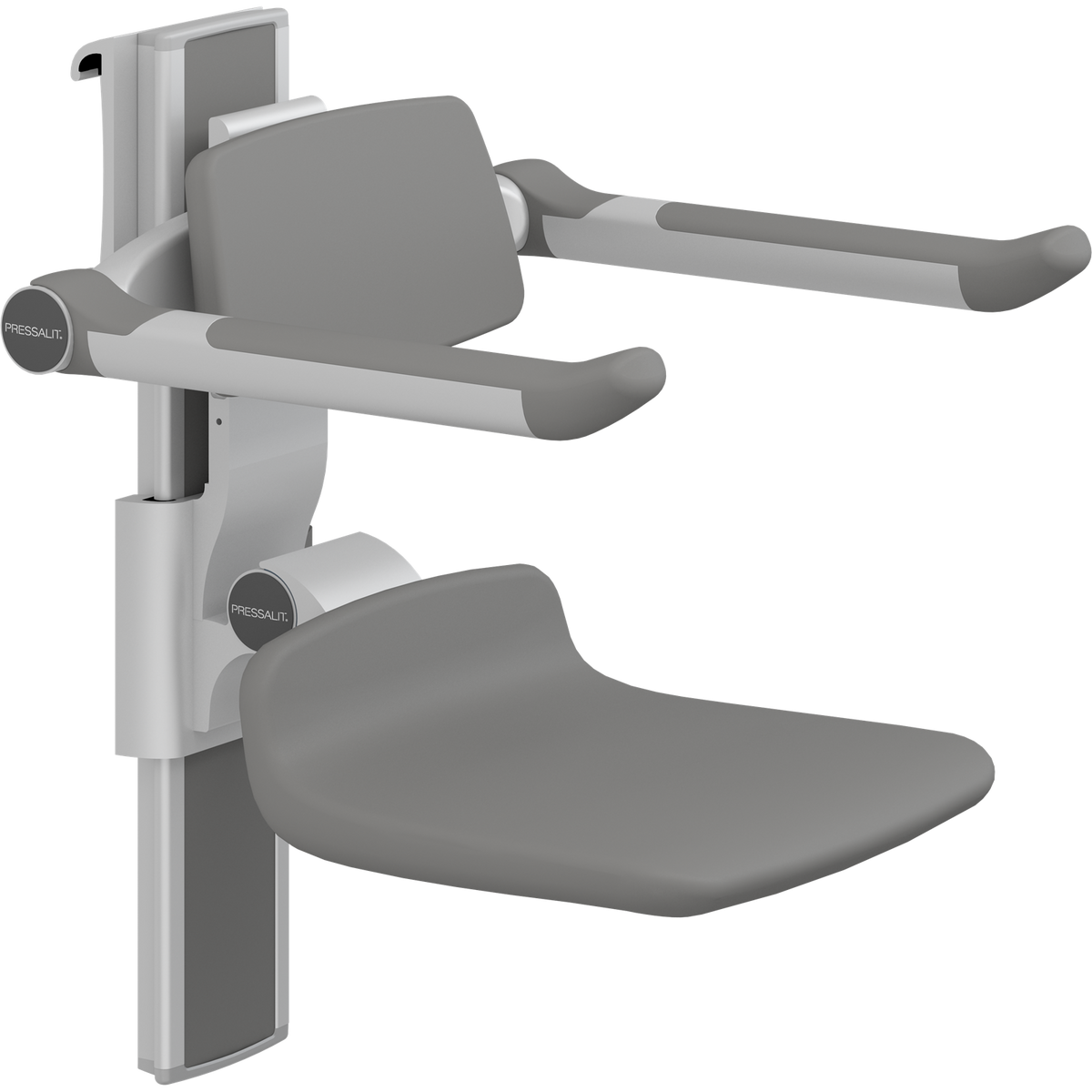 Pressalit PLUS shower seat – 310 mm Manual – Back & Armrests, Standard Seat, Anthracite