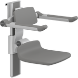 Pressalit PLUS shower seat – 310 mm Manual – Back & Armrests, Standard Seat, Anthracite