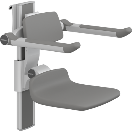 Pressalit PLUS shower seat – 310 mm Manual – Back & Armrests, Standard Seat, Anthracite