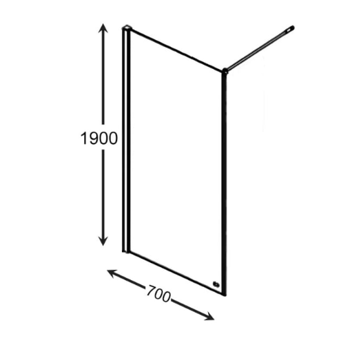 AKW Level Best Option GA Full Height Glass Screen 700mm Chrome (LB00215)