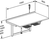 Pressalit wall-mounted daycare changing table dimension drawing