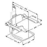 Pressalit PLUS replacement shower seat 310 – dimension drawing (mm)