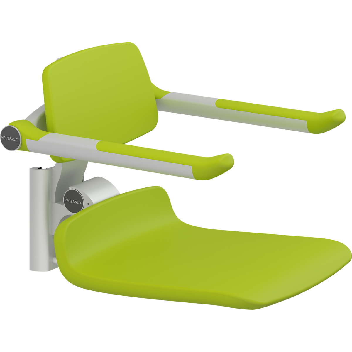 Pressalit PLUS replacement shower seat – 450 mm – Back & Armrests, Standard Seat, Lime Green