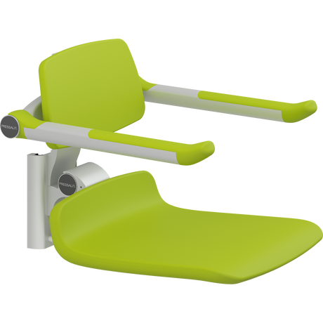 Pressalit PLUS replacement shower seat – 450 mm – Back & Armrests, Standard Seat, Lime Green