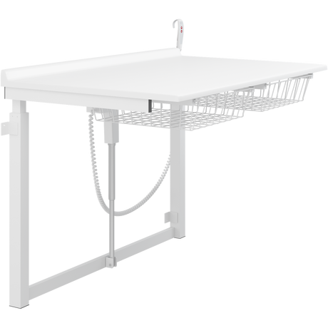 Pressalit wall-mounted daycare changing table with wire baskets
