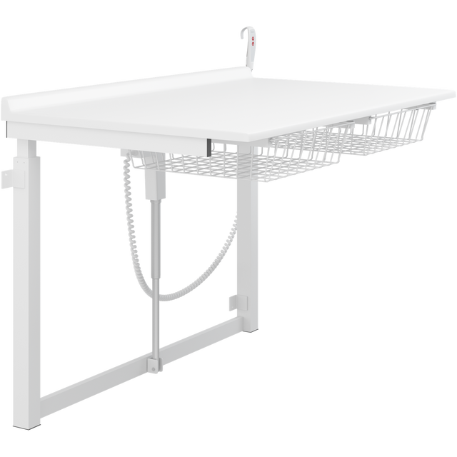 Pressalit wall-mounted daycare changing table with wire baskets