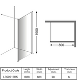 AKW Level Best Option GA Full Height Glass Screen 800mm Black (LB00216BK)