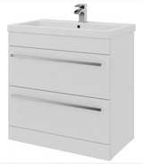 Kartell K-VIT Purity 800mm Floor Standing 2 Drawer Unit With Mid Depth Ceramic Basin- Gloss White (FUR045PU-FUR062PU)