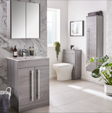 Kartell K-VIT Purity 600mm Floor Standing 2 Door Unit With Mid Depth Ceramic Basin- Silver Oak (PSO600DO-FUR061PU)
