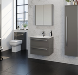 Kartell K-VIT Purity 800mm Wall Mounted 2 Drawer Unit With Ceramic Basin - Storm Grey Gloss (FUR056PU-FUR060PU)
