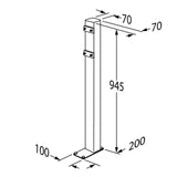 Pressalit R9430 free-standing column dimensioned drawing