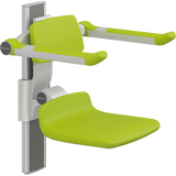 Pressalit PLUS shower seat – 310 mm Manual – Back & Armrests, Standard Seat, Lime Green