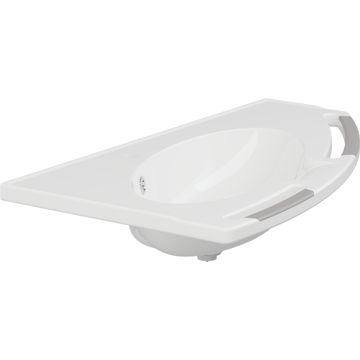 Pressalit MATRIX ANGLE DEEP wash basin, right-facing, with overflow, anthracite handrails