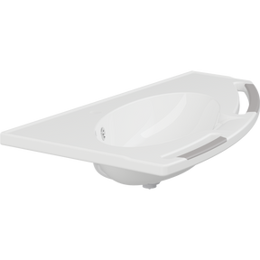 Pressalit MATRIX ANGLE DEEP wash basin, right-facing, with overflow, anthracite handrails