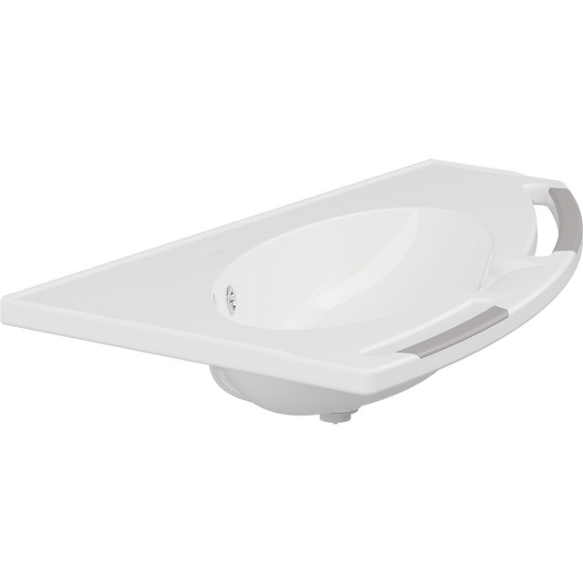 Pressalit MATRIX ANGLE DEEP wash basin, right-facing, with overflow, anthracite handrails