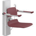 Pressalit PLUS shower seat – 450 mm Electric – Back & Armrests, Standard Seat, Red