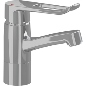 Pressalit RT624 basin mixer tap with long rotatable spout and loop lever, chrome