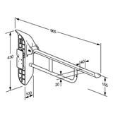 Pressalit VALUE Support Arm for SELECT Toilet Lifters – dimensioned drawing