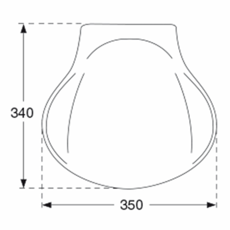 Pressalit folding seat 412 – dimension drawing (mm)